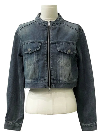 Yumeji Vintage Pocket Biker Denim Short Jacket