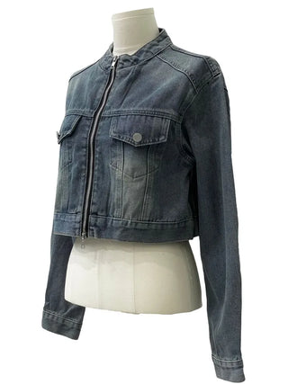 Yumeji Vintage Pocket Biker Denim Short Jacket