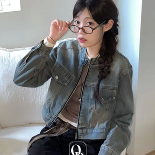 Yumeji Vintage Pocket Biker Denim Short Jacket