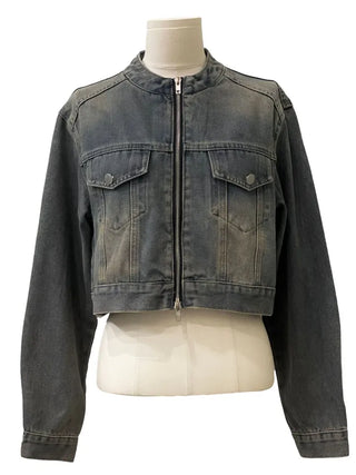 Yumeji Vintage Pocket Biker Denim Short Jacket