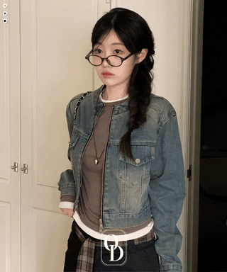 Yumeji Vintage Pocket Biker Denim Short Jacket