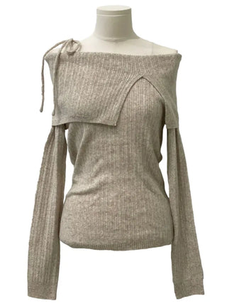 Lovely Ribbon Team Off-Shoulder Golji Long Sleeve Knit