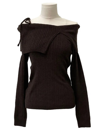 Lovely Ribbon Team Off-Shoulder Golji Long Sleeve Knit