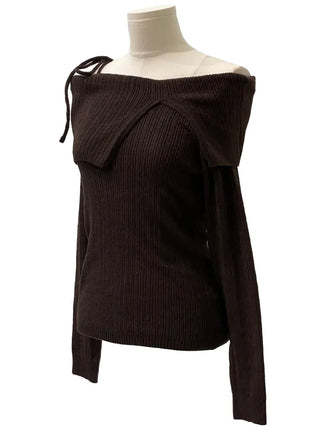 Lovely Ribbon Team Off-Shoulder Golji Long Sleeve Knit