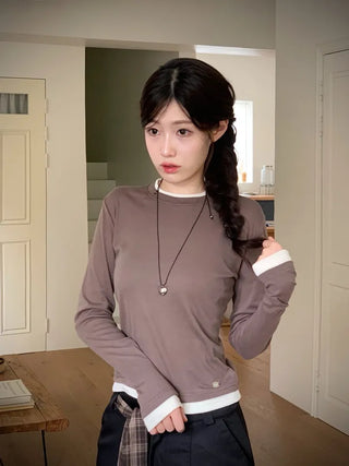 Velora Daily Color Block Symbol Logo Long Sleeve T-Shirt