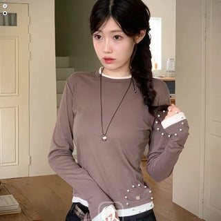 Velora Daily Color Block Symbol Logo Long Sleeve T-Shirt
