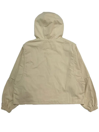 Komorebi high-neck hem string loose-fit hooded zip-up jumper