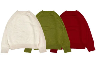 Willow Loose Fit Round Neck Long Sleeve Button Wool Knit