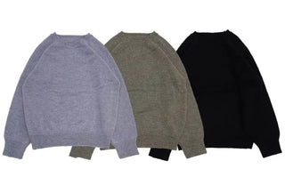 Willow Loose Fit Round Neck Long Sleeve Button Wool Knit