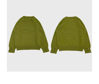 Willow Loose Fit Round Neck Long Sleeve Button Wool Knit