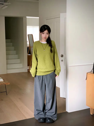 Willow Loose Fit Round Neck Long Sleeve Button Wool Knit