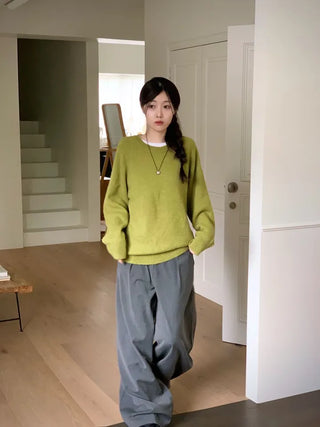 Willow Loose Fit Round Neck Long Sleeve Button Wool Knit