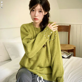 Willow Loose Fit Round Neck Long Sleeve Button Wool Knit