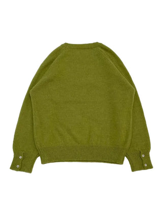 Willow Loose Fit Round Neck Long Sleeve Button Wool Knit