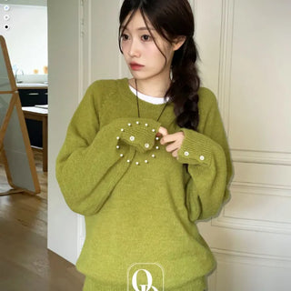 Willow Loose Fit Round Neck Long Sleeve Button Wool Knit