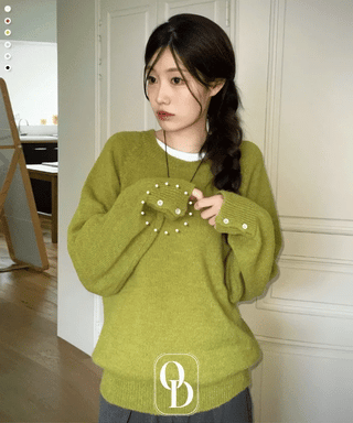 Willow Loose Fit Round Neck Long Sleeve Button Wool Knit