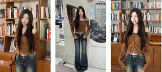 Devel belt strap slim fit collar neck off-shoulder shirring blouse in