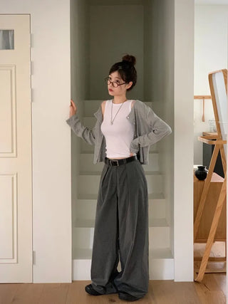 Dusk Loose Fit Flower Punching Round Neck Cotton Long Sleeve Button Cardigan