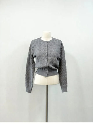 Shushu thick, loose-fitting soft twisted round button knit cardigan