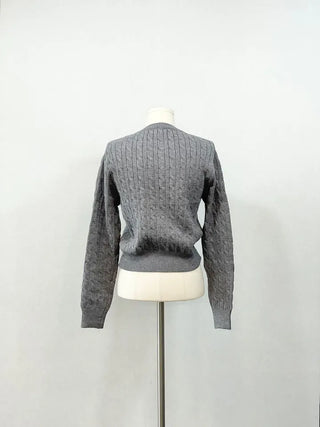 Shushu thick, loose-fitting soft twisted round button knit cardigan