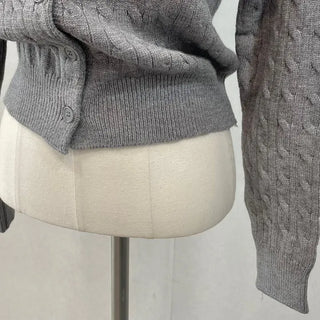 Shushu thick, loose-fitting soft twisted round button knit cardigan