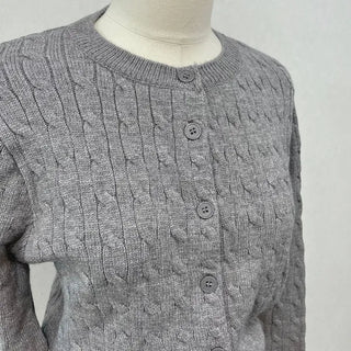 Shushu thick, loose-fitting soft twisted round button knit cardigan