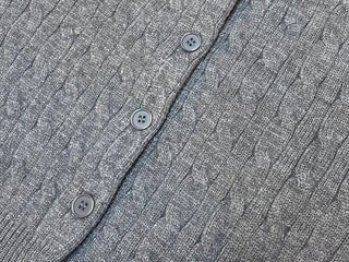 Shushu thick, loose-fitting soft twisted round button knit cardigan