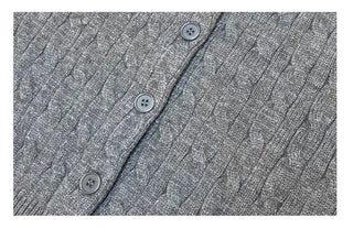 Shushu thick, loose-fitting soft twisted round button knit cardigan