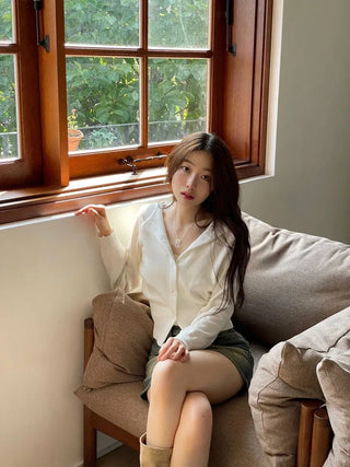 Moet Yeri Slim Fit Lip Neck Slit Team Boat Cardigan