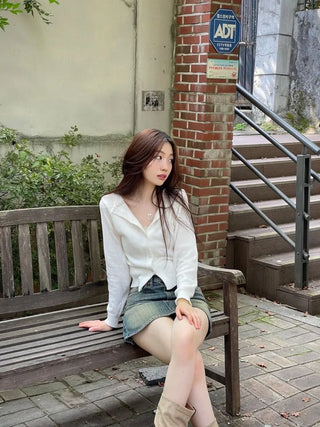 Moet Yeri Slim Fit Lip Neck Slit Team Boat Cardigan