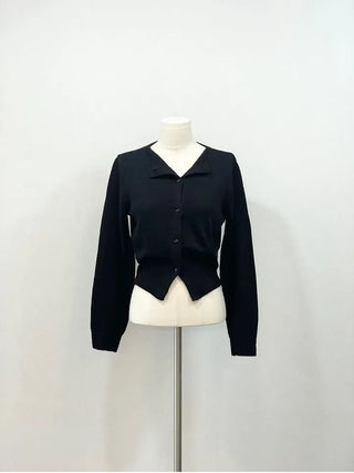 Moet Yeri Slim Fit Lip Neck Slit Team Boat Cardigan