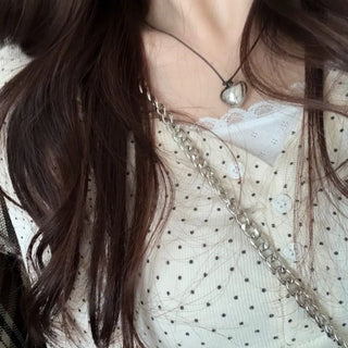 Revlin Vintage Lovely Dot Button Crop Long Sleeve T-Shirt