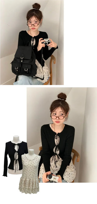 Lee Je's slim fit ribbon team rib knit cardigan in