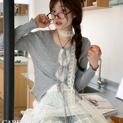 Lee Je's slim fit ribbon team rib knit cardigan in