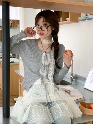 Lee Je's slim fit ribbon team rib knit cardigan in