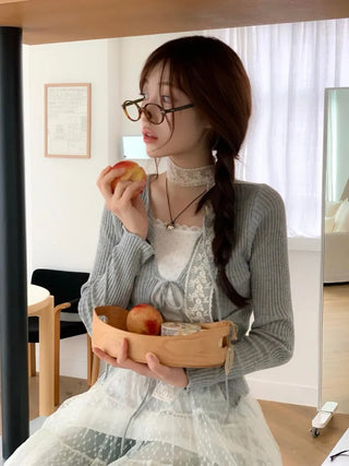 Lee Je's slim fit ribbon team rib knit cardigan in