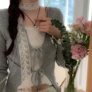Lee Je's slim fit ribbon team rib knit cardigan in