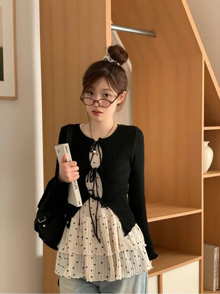 Lee Je's slim fit ribbon team rib knit cardigan in