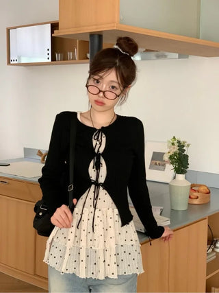 Lee Je's slim fit ribbon team rib knit cardigan in