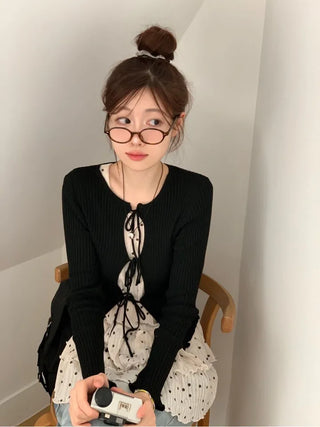 Lee Je's slim fit ribbon team rib knit cardigan in