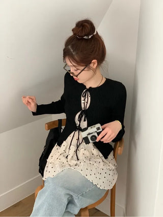 Lee Je's slim fit ribbon team rib knit cardigan in