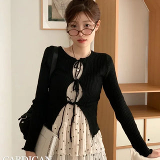 Lee Je's slim fit ribbon team rib knit cardigan in