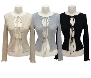 Lee Je's slim fit ribbon team rib knit cardigan in