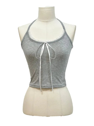 Mika Ribbon Lace Layered Halter Neck Sleeveless Nashi