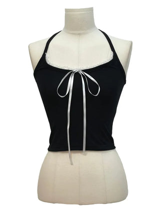 Mika Ribbon Lace Layered Halter Neck Sleeveless Nashi