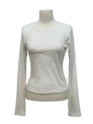 Rosabell Ribbon Color Block Sleeveless Bustier Dot Long Sleeve T-shirt Set