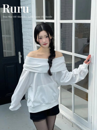 Lulu two-way off-shoulder turtle loose fit hoodie