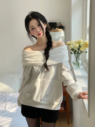Lulu two-way off-shoulder turtle loose fit hoodie