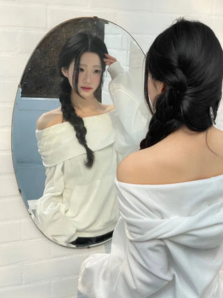 Lulu two-way off-shoulder turtle loose fit hoodie