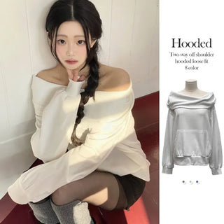 Lulu two-way off-shoulder turtle loose fit hoodie